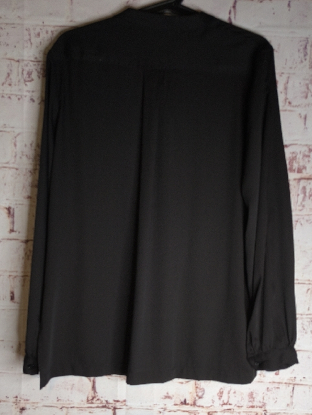 WHBM V-Neck Long Sleeve Women's Black Blouse - Picture 2 of 4